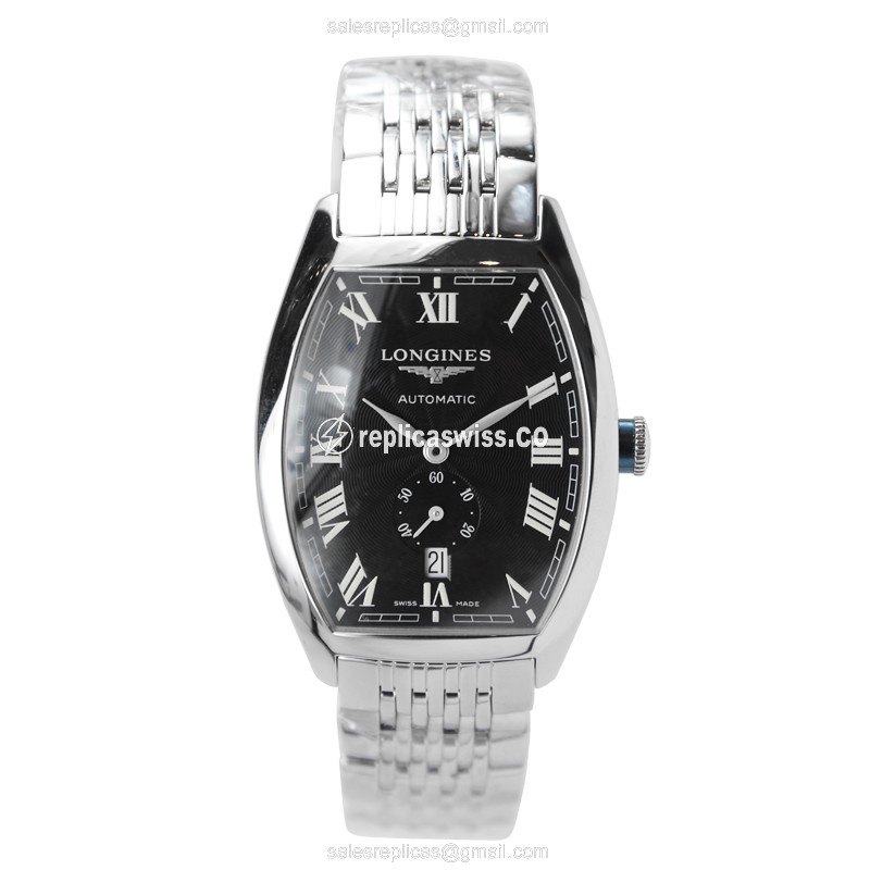 Longines EVIDENZA Automatic - Stainless Steel - Black Dial on Silver Steel Strap - View 2