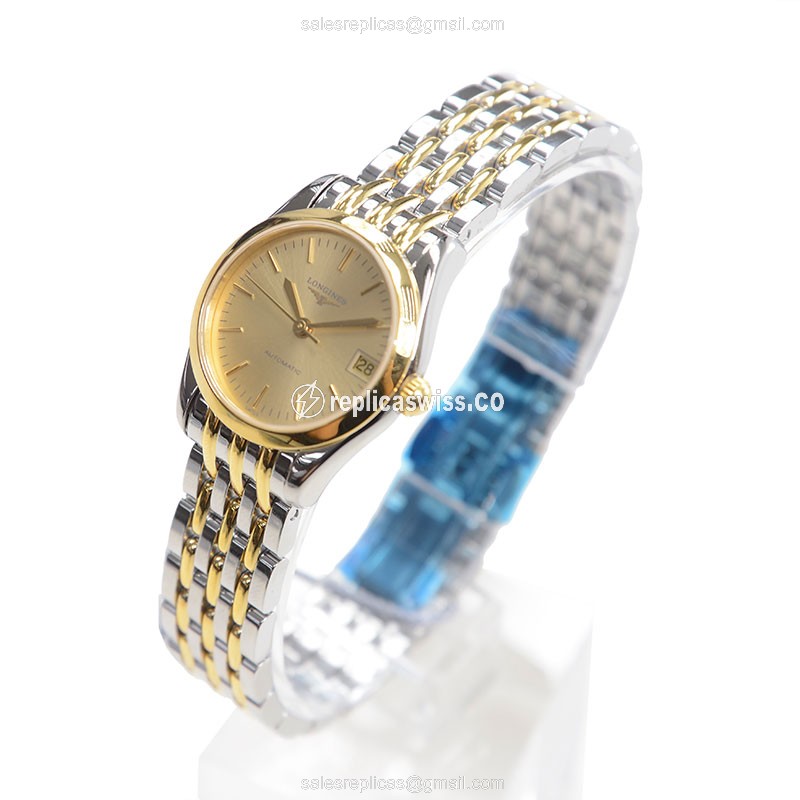 Longines L4.398.3.32.7 Replica - Automatic - Gold PVD Case - Gold Dial on Gold Strap - View 3
