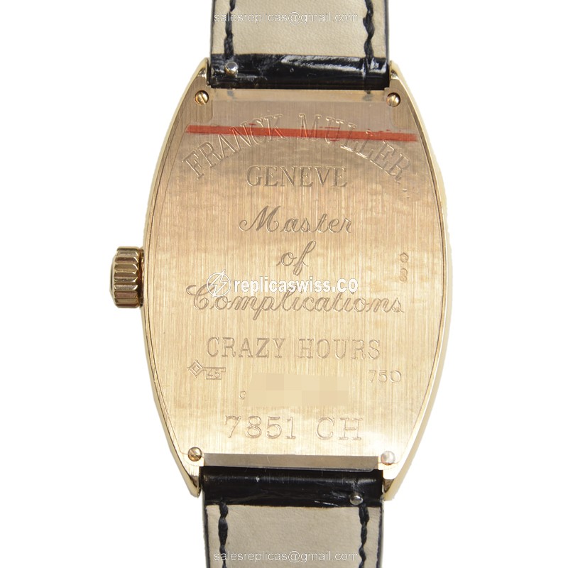 Franck Muller 7851 Replica - Automatic - 18kt Rose Gold - Gold Dial - Buckle Clasp - Black Alligator Strap - View 2