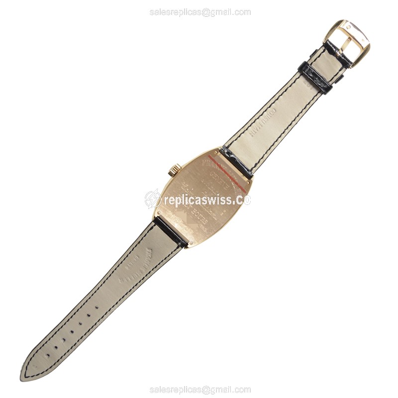 Franck Muller 7851 Replica - Automatic - 18kt Rose Gold - Gold Dial - Buckle Clasp - Black Alligator Strap - View 4