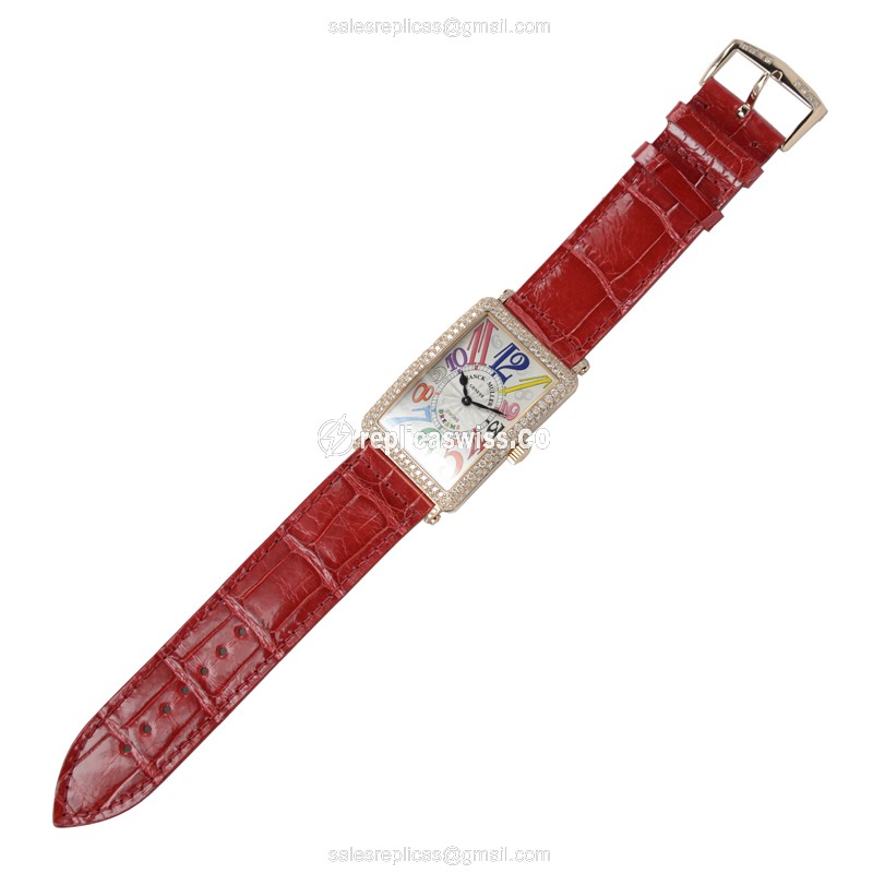 Franck Muller 1002QZDCOLDRM(5N) LONG ISLAND Quartz 18kt Rose Gold & Diamonds - View 2