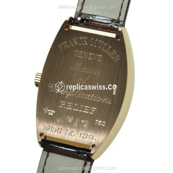 Franck Muller 5850 SC REL - Automatic - 18kt Rose Gold - Silver Dial - Brown Alligator Strap - Buckle Clasp - View 2