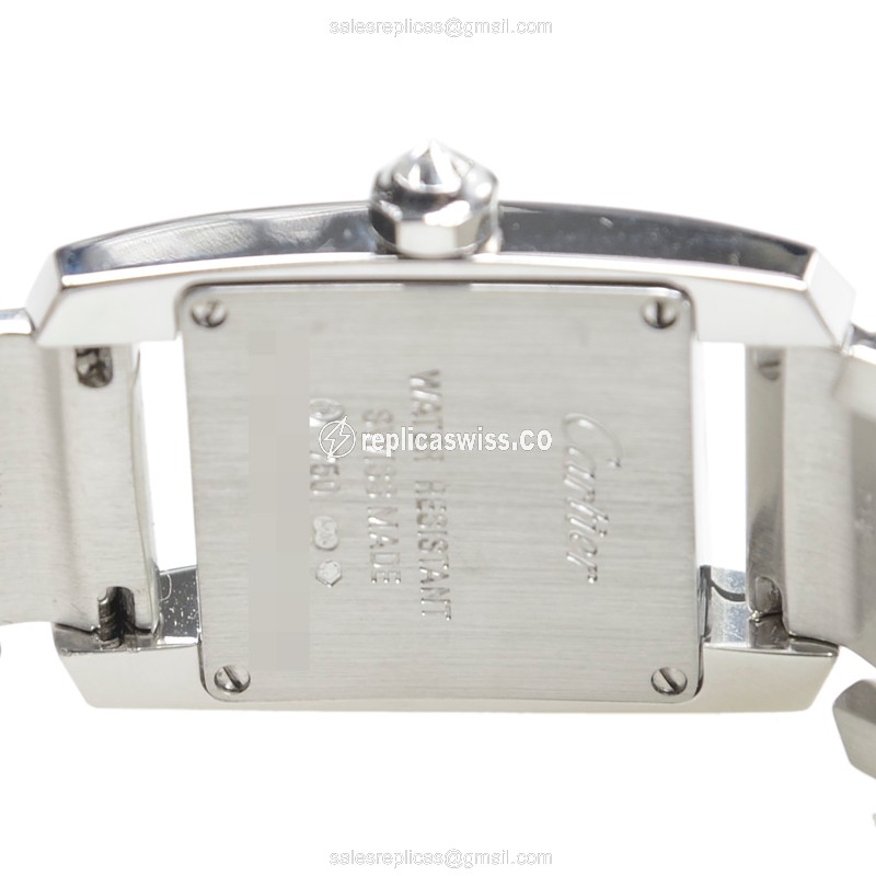 Cartier TANK Replica - Quartz - 18kt White Gold - Diamond - White Dial - Silver Clasp - View 4