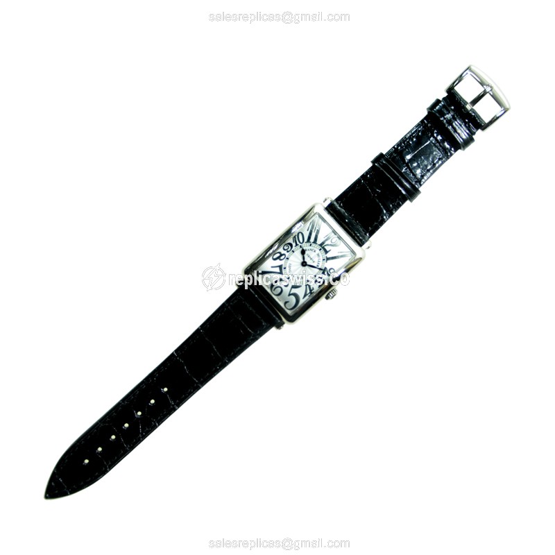 Franck Muller 952 QZ REL OG Replica - Quartz - 18kt Gold Case - Silver Dial - Black Alligator Strap - View 2