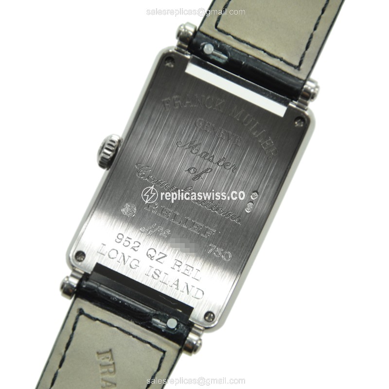 Franck Muller 952 QZ REL OG Replica - Quartz - 18kt Gold Case - Silver Dial - Black Alligator Strap - View 3