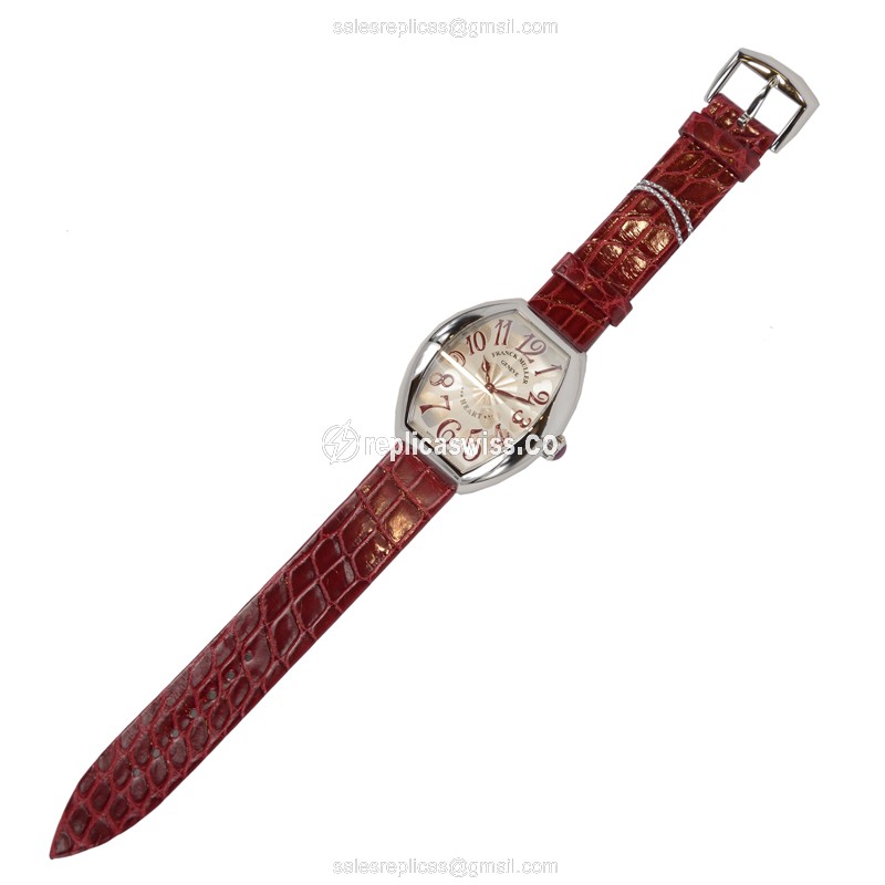 Franck Muller 5002 M QZ Replica - Quartz - Silver Dial - Red Alligator Strap - View 2