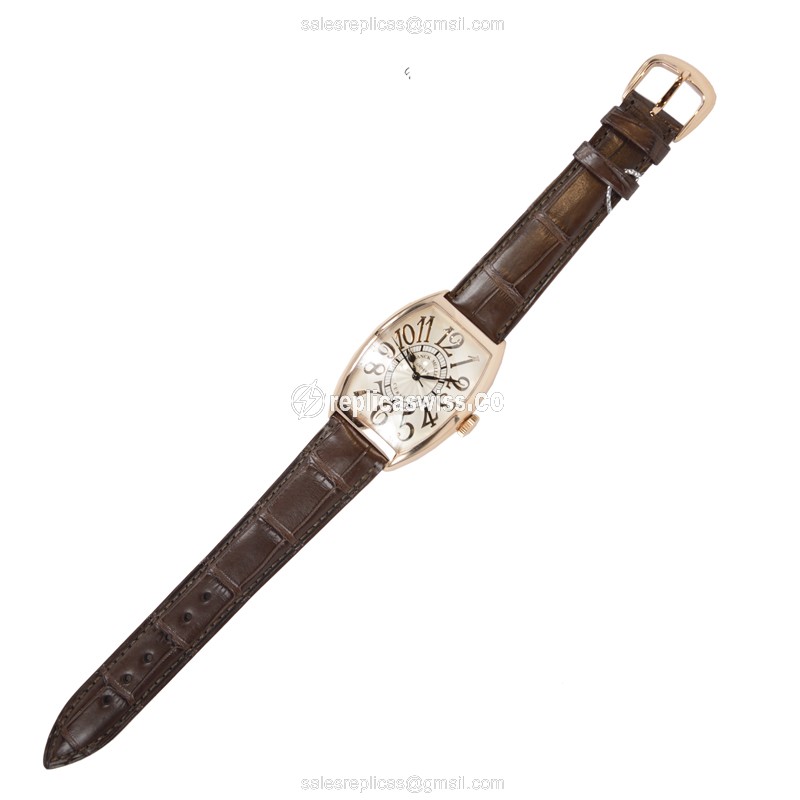 Franck Muller 6850 SC REL - Auto - 18kt Rose Gold - Silver Dial - Brown Alligator Buckle - View 2