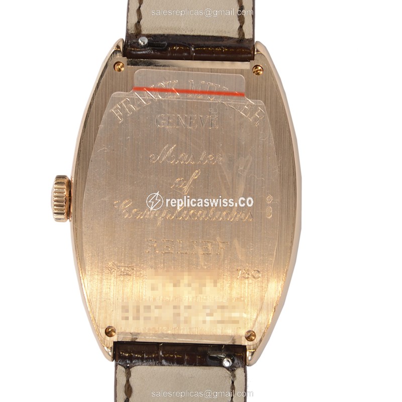 Franck Muller 6850 SC REL - Auto - 18kt Rose Gold - Silver Dial - Brown Alligator Buckle - View 3
