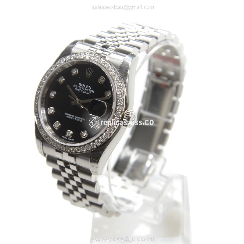 Rolex Datejust Replica - Automatic | Black Dial | Silver Clasp | Steel Strap - View 3