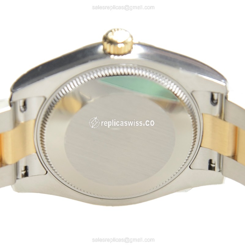 Rolex Lady Datejust Replica - Automatic, Gold Dial, Clasp, Silver Strap - View 4