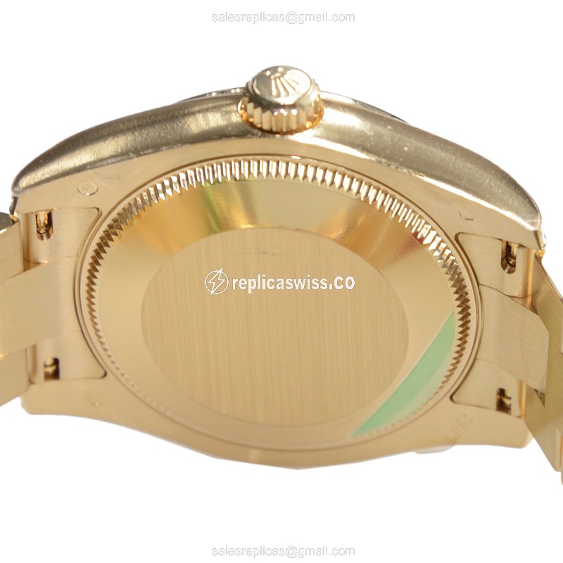 Rolex DATEJUST Replica - Automatic - 18kt Gold Case, Gold Dial & Clasp - View 4
