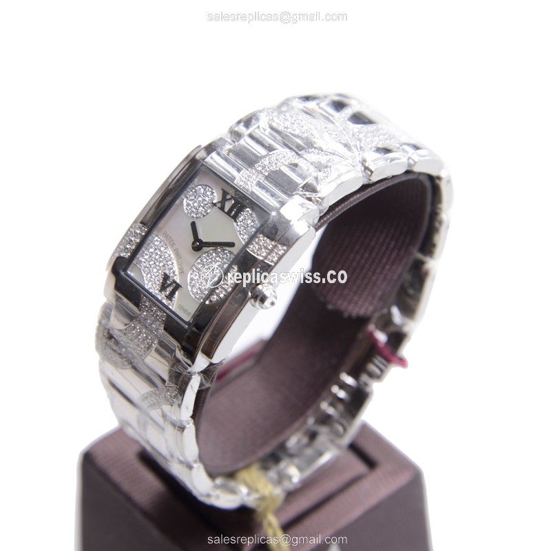 Patek Philippe TWENTY-4 Quartz 18kt White Gold - Diamond Dial - Silver Clasp - View 2