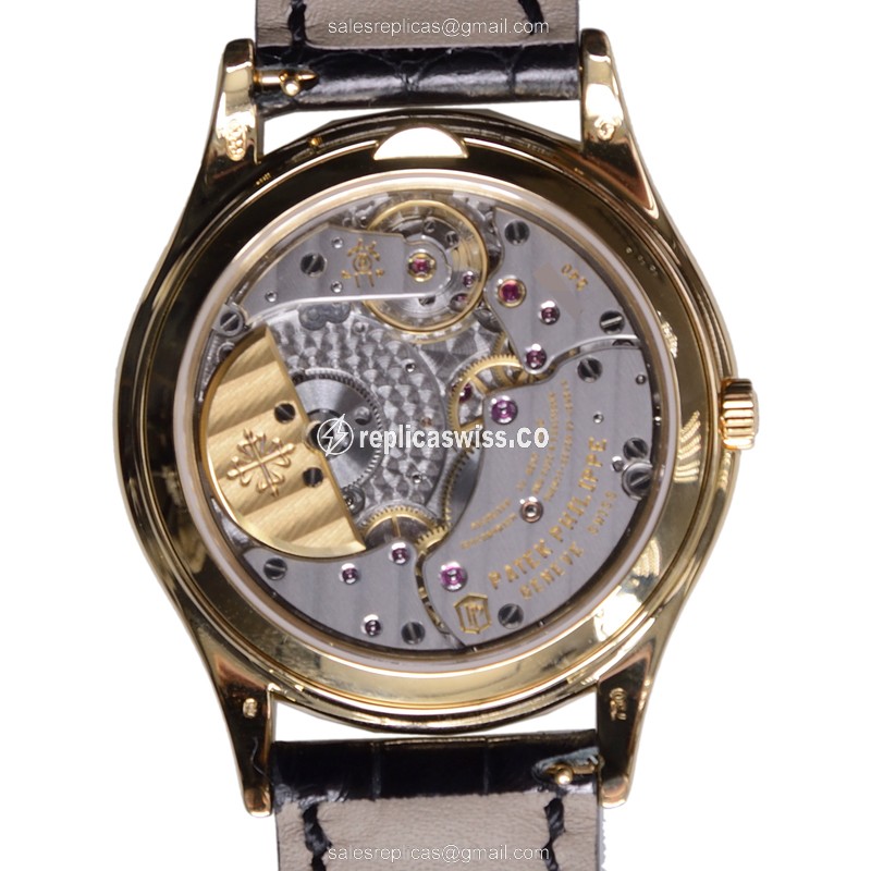 Patek Philippe 5140J-001 Replica | Automatic | 18kt Gold Case | White Dial, Black Leather Strap - View 3