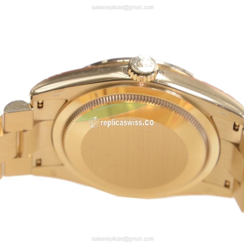 Rolex 118348METEA Replica - Automatic - 18kt Yellow Gold - White Dial - Gold Clasp - View 4