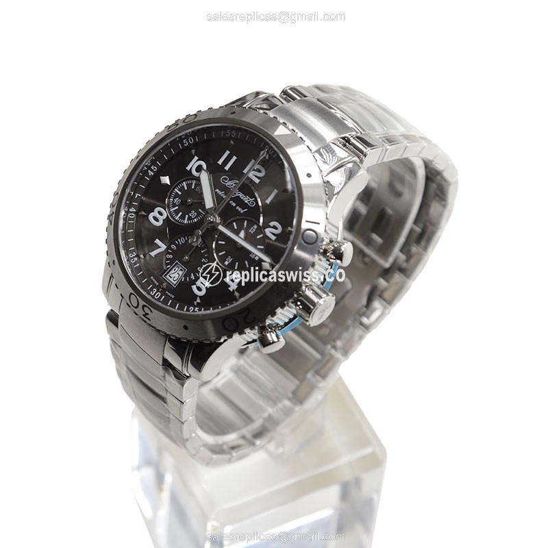 Breguet 3810ST/92/SZ9 Replica - Automatic - Steel Case - Dark Grey Dial - Silver Steel Strap - View 3
