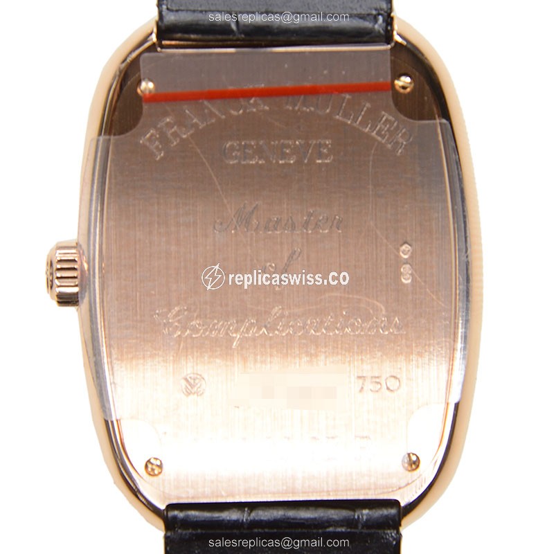Franck Muller 3002 GALET Replica - Quartz - 18kt Rose Gold - Silver Dial - Black Alligator Strap - View 3