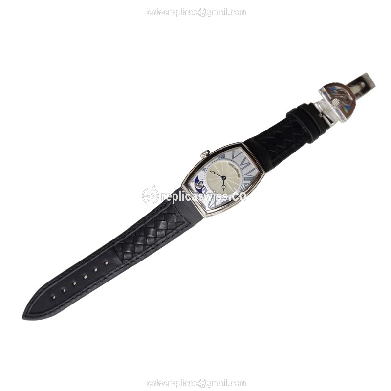 Automatic Breguet 8860BB/11/386 Rep - White Gold - Silver Dial - Black Leather Strap - View 2