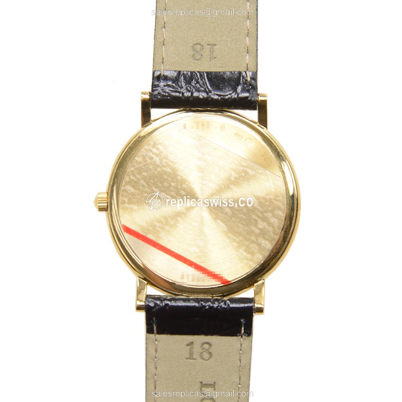 Longines LA GRANDE Replica - Quartz - 18kt Yellow Gold - White Dial, Leather Strap, Buckle Clasp - View 3