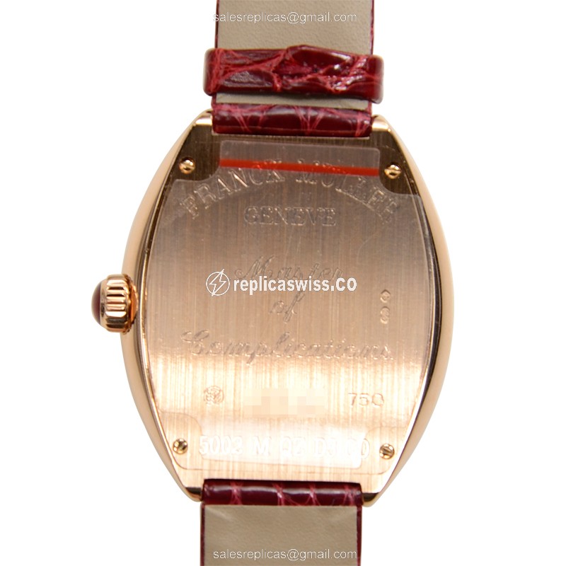 Franck Muller 5002 M QZ D3 CD 5N HEART - Quartz - 18kt Rose Gold - Diamond Dial - Buckle Clasp - Red Alligator Strap - View 3