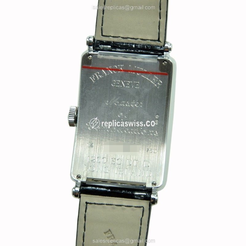 Franck Muller 1200 SC DT D LONG ISLAND Auto 18kt White Gold Diamond Buckle Black Alligator Strap - View 3