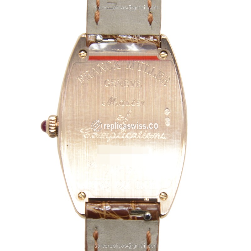 Franck Muller 1752 QZ REL 5N - Quartz - 18kt Rose Gold Case - White Dial, Buckle Clasp - View 3