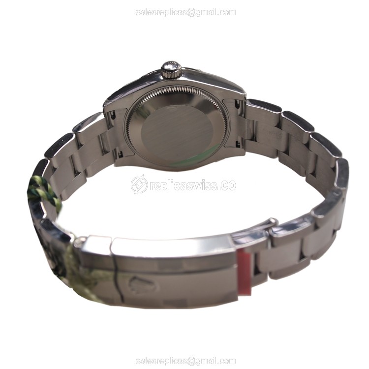 Rolex Lady Datejust Replica - Automatic - 18kt White Gold & Steel - Dark Grey Dial - Silver Steel Strap - View 4
