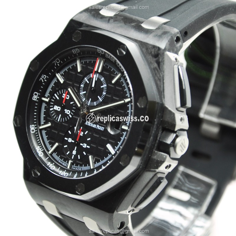 Audemars Piguet Royal Oak Offshore Replica - Carbon Case - Black Dial - Rubber Strap - Sapphire Crystal - View 2