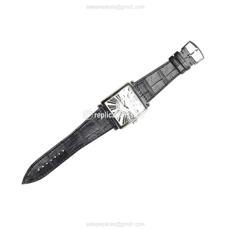 Franck Muller 6000 H SC DT R AC Master Square - Automatic - Steel Case - White Dial - Black Alligator Strap - View 2