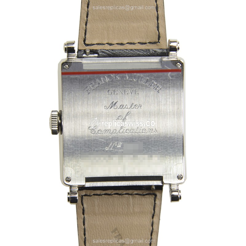Franck Muller 6000 H SC DT R AC Master Square - Automatic - Steel Case - White Dial - Black Alligator Strap - View 3