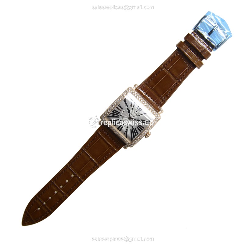 Franck Muller 6002 M QZ R D Replica - Quartz - 18kt Rose Gold Case - Diamond Bezel - View 2