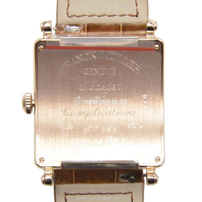 Franck Muller 6002 M QZ R D Replica - Quartz - 18kt Rose Gold Case - Diamond Bezel - View 3