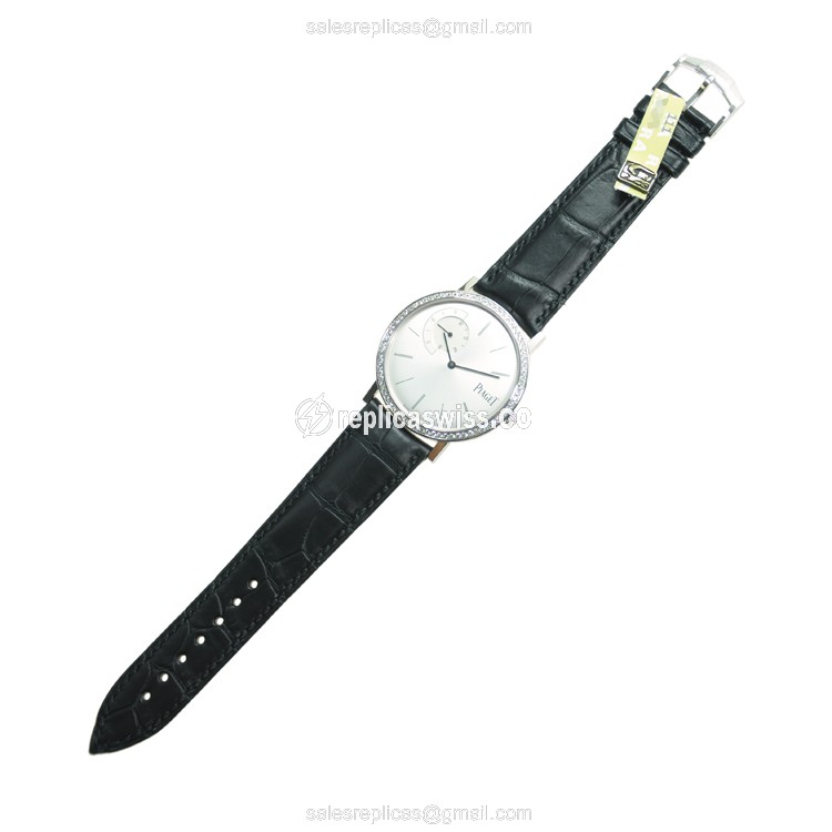 Piaget ALTIPLANO Replica - Manual - 18kt White Gold - Diamond - Silver Dial - Alligator Black Buckle - View 2