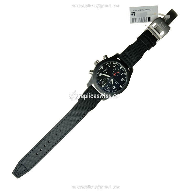 IWC PILOTS Replica - Automatic - Ceramics Case - Black Dial - Black Strap - View 2
