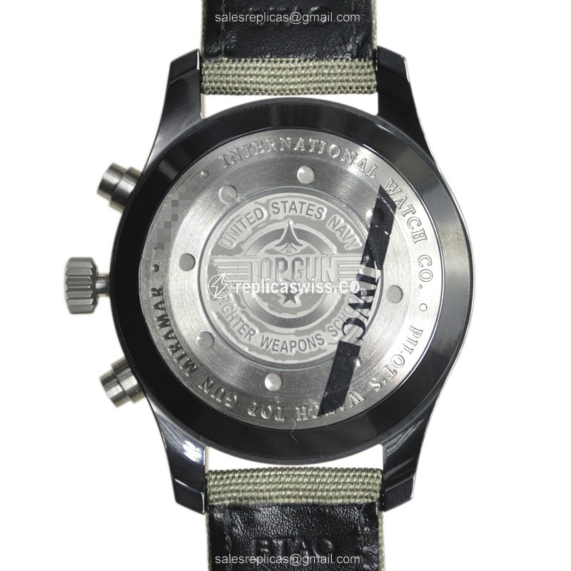 Rolex IW388002 PILOTS Replica - Automatic - Grey Ceramic - Green Fabric - Buckle - View 3