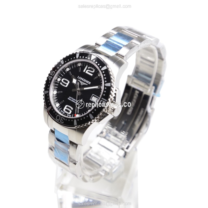 Longines Conquest Replica - Automatic - Black Dial on Steel - View 3