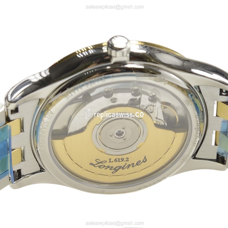 Longines L4.774.3.57.7 Replica - Automatic - 18kt Gold Case - Black Dial - Silver Clasp - View 4