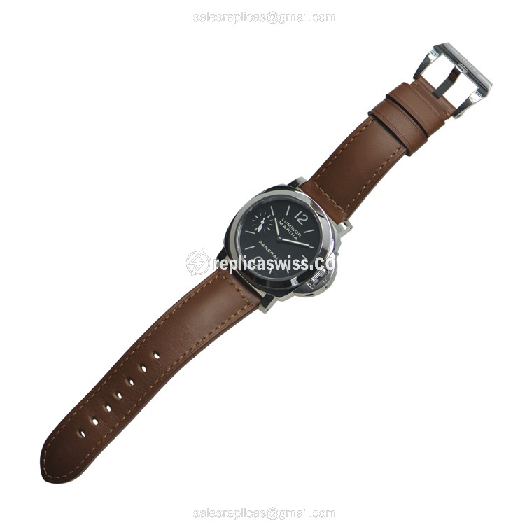 Panerai PAM00111 LUMINOR - Manual - Stainless Steel - Black Dial - Brown Cowhide - Buckle Clasp - View 2