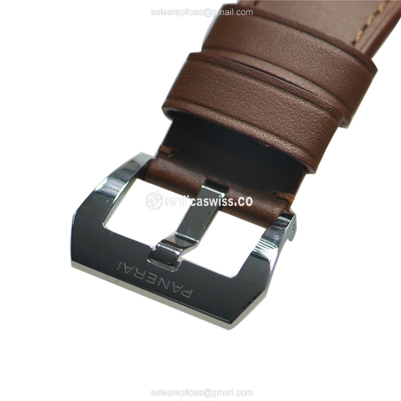 Panerai PAM00111 LUMINOR - Manual - Stainless Steel - Black Dial - Brown Cowhide - Buckle Clasp - View 3