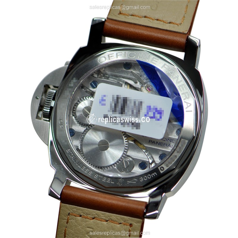 Panerai PAM00111 LUMINOR - Manual - Stainless Steel - Black Dial - Brown Cowhide - Buckle Clasp - View 4