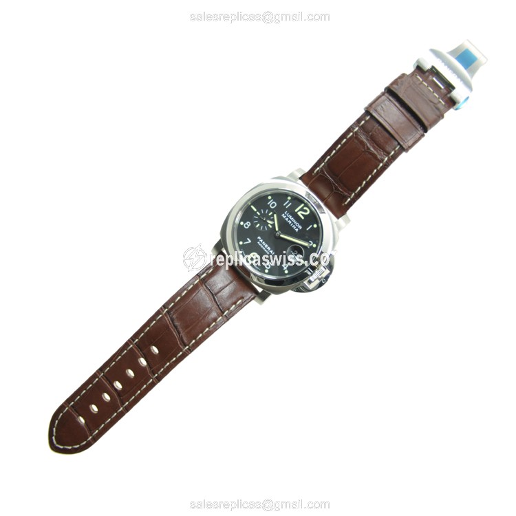 Panerai PAM00164 LUMINOR - Automatic - Steel - Black - Brown Alligator - Sapphire Crystal - View 2