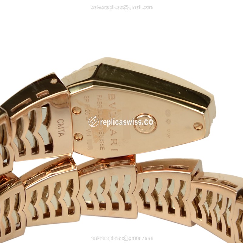 Bulgari Serpenti Replica - Quartz - 18kt Rose Gold - Diamond Dial - Bangle Clasp - View 2