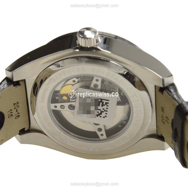 Tissot T-SPORT Replica - Automatic - Stainless Steel - Black Dial - Leather Strap - View 4