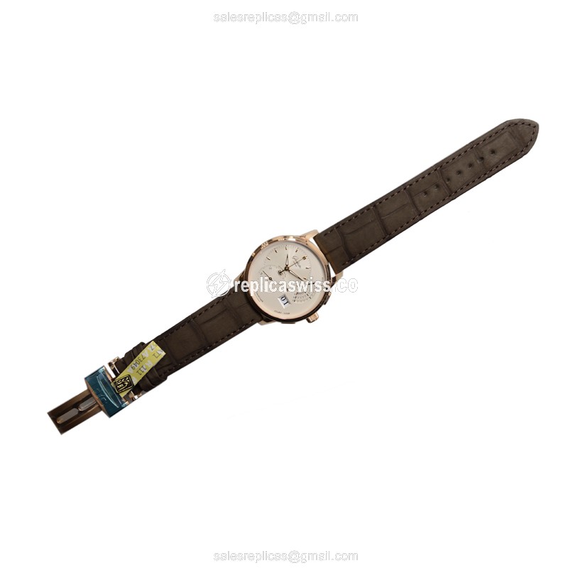 Glashutte PANO Manual Wind 18kt Rose Gold - Silver Dial - Alligator Brown Strap - View 2