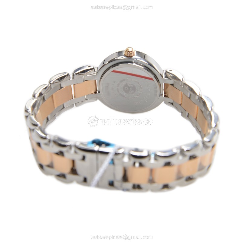 Longines Prima Luna Replica - Automatic - 18kt Rose Gold & Steel Case - White Dial, Silver Clasp - View 4