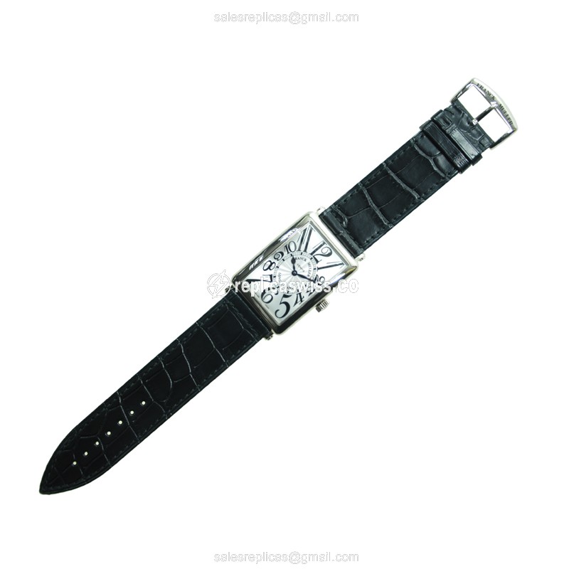 Franck Muller 1000 SC LONG ISLAND - Auto 18kt White Gold - Silver Dial - Black Alligator Buckle - View 2