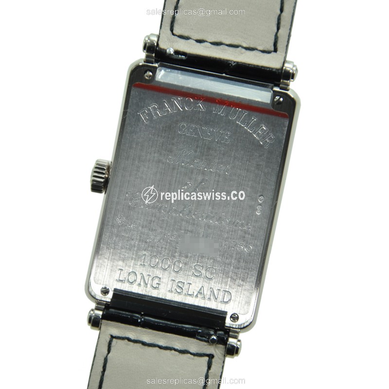 Franck Muller 1000 SC LONG ISLAND - Auto 18kt White Gold - Silver Dial - Black Alligator Buckle - View 3