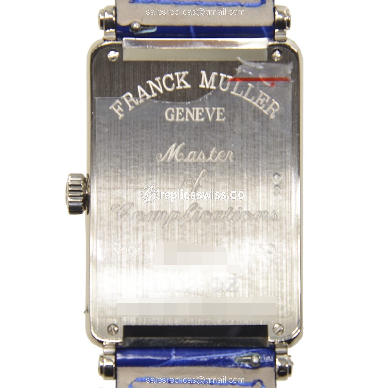 Franck Muller 1002QZ COL DRM - Quartz - 18kt White Gold - Silver Dial - Blue Alligator Buckle - View 3