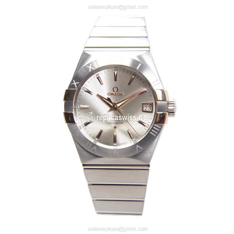 Omega Constellation Replica - Automatic - 18kt Rose Gold & Steel - Silver Dial - View 2