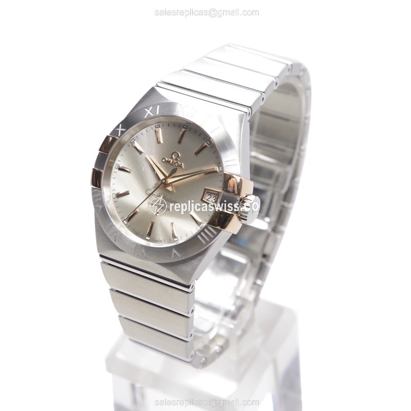 Omega Constellation Replica - Automatic - 18kt Rose Gold & Steel - Silver Dial - View 3