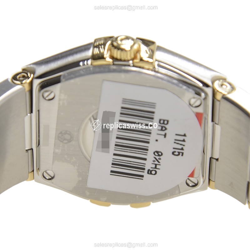 Omega Constellation Replica - Quartz - 18kt Gold & Diamond - White Dial - Steel Case - Silver Strap - View 4